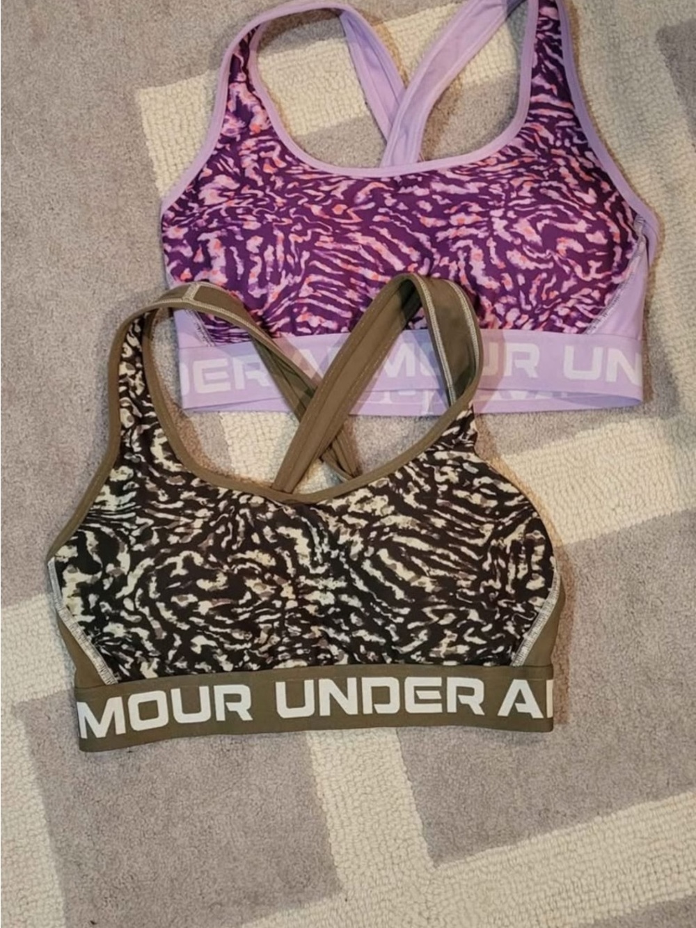 Under Armour Women's Printed Crossback Sports Bras - Purple & Olive